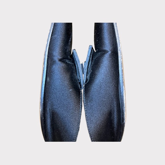 Gucci Satin Mules Womens Size 7 Black Leather Square Toe Slip On Shoes - Picture 8 of 13